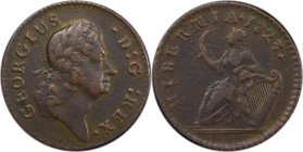 1723 Wood's Hibernia Farthing. Martin 1.1-Bc.1, W-12240. Rarity-5. D: G: REX. EF Details--Environmental Damage (PCGS).