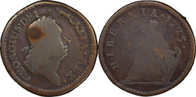 1723 Wood's Hibernia Farthing. Martin 2.1-Bc.4, W-12350. Rarity-4. DEI. GRATIA. REX. Good-6 (PCGS).