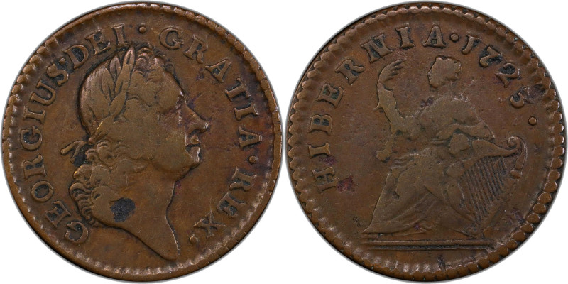 1723 Wood's Hibernia Farthing. Martin 3.2-Bd.1, W-12550. Rarity-4. DEI. GRATIA. ...
