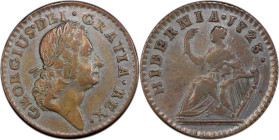 1723 Wood's Hibernia Farthing. Martin 3.2-Bd.1, W-12550. Rarity-4. DEI. GRATIA. REX. Silvered. EF Details--Cleaned (PCGS).