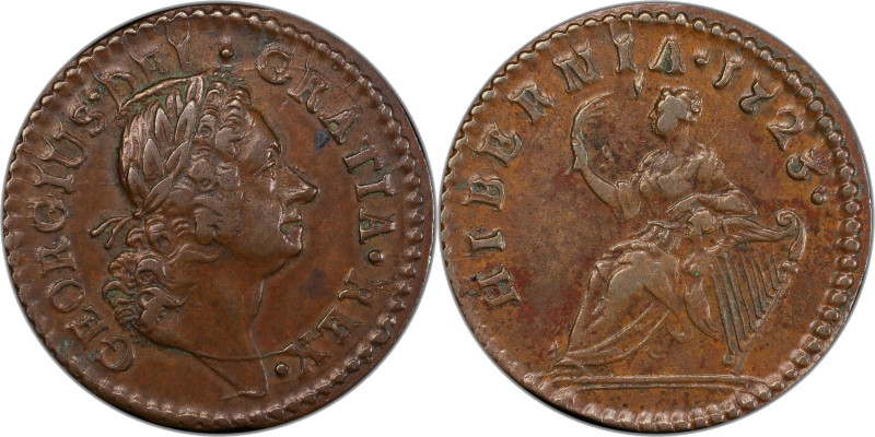 1723 Wood's Hibernia Farthing. Martin 3.3-Ba.1, W-12255. Rarity-2. DEI. GRATIA. ...