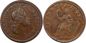 1723 Wood's Hibernia Farthing. Martin 3.3-Ba.1, W-12255. Rarity-2. DEI. GRATIA. REX. AU-50 (PCGS).