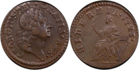 1723 Wood's Hibernia Farthing. Martin 3.3-Bc.2, W-12350. Rarity-4. DEI. GRATIA. REX. EF-40 (PCGS).