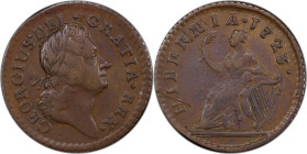 1723 Wood's Hibernia Farthing. Martin 3.3-Bc.3, W-12350. Rarity-1. DEI. GRATIA. REX. VF Details--Scratch (PCGS).