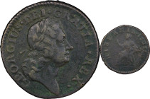 1723 Wood's Hibernia Farthing. Martin 3.7-Bc.2, W-12350. Rarity-5. DEI. GRATIA. REX. VF Details--Environmental Damage (PCGS).