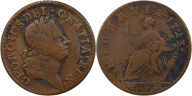 1723 Wood's Hibernia Farthing. Martin 3.10-Bc.2, W-12350. Rarity-5. DEI. GRATIA. REX. VF Details--Environmental Damage (PCGS).
