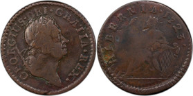 1723 Wood's Hibernia Farthing. Martin 3.15-Bc.7, W-12350. Rarity-6. DEI. GRATIA. REX. Fine-15 (PCGS).
