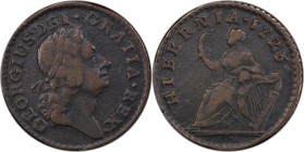 1723 Wood's Hibernia Farthing. Martin 3.18-Ba.1, W-12255. Rarity-5. DEI. GRATIA. REX. VF Details--Environmental Damage (PCGS).