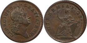 1723 Wood's Hibernia Farthing. Martin 3.18-Bc.5, W-12350. Rarity-4. DEI. GRATIA. REX. EF-45 (PCGS).