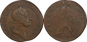 1724 Wood's Hibernia Farthing. Martin 3.7-E.1, W-12610. Rarity-6. VF-20 (PCGS).