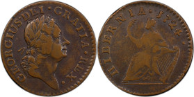 1724 Wood's Hibernia Farthing. Martin 3.9-D.1, W-12600. Rarity-4. VF-25 (PCGS).