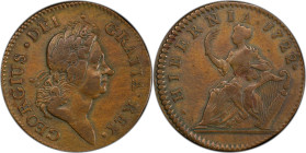 1722 Wood's Hibernia Halfpenny. Martin 3.3-C.1, W-12810. Rarity-5. Second Type, Harp at Right. EF-40 (PCGS).