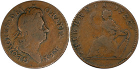 1722 Wood's Hibernia Halfpenny. Martin 4.2-C.5, W-12810. Rarity-5. Second Type, Harp at Right. Fine-12 (PCGS).