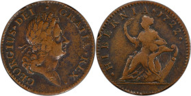 1722 Wood's Hibernia Halfpenny. Martin 4.7-C.6, W-12810. Rarity-5. Second Type, Harp at Right. VF-30 (PCGS).