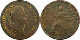 1722 Wood's Hibernia Halfpenny. Martin 4.11-C.4, W-12810. Rarity-6. Second Type, Harp at Right. VF Details--Cleaned (PCGS).