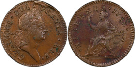 1723/2 Wood's Hibernia Halfpenny. Martin 3.4-Db.1, W-12850. Rarity-3. AU Details--Environmental Damage (PCGS).