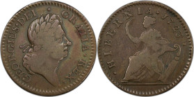 1723/2 Wood's Hibernia Halfpenny. Martin 4.60-Da.1, W-12850. Rarity-2. Fine-15 (PCGS).