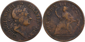 1723 Wood's Hibernia Halfpenny. Martin 3.5-Fb.1, W-13470. Rarity-7. VF Details--Environmental Damage (PCGS).