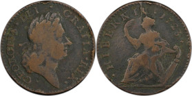 1723 Wood's Hibernia Halfpenny. Martin 4.5-Fa.5, W-13470. Rarity-5. Fine Details--Edge Damaged (PCGS).