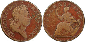 1723 Wood's Hibernia Halfpenny. Martin 4.5-Gc.19, W-13120. Rarity-6. Fine Details--Devices Engraved (PCGS).
