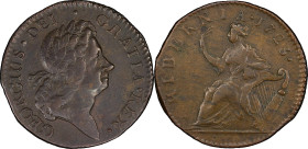 1723 Wood's Hibernia Halfpenny. Martin 4.5-Gc.25, W-13120. Rarity-6. EF-40 (PCGS).