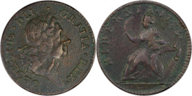 1723 Wood's Hibernia Halfpenny. Martin 4.8-Gc.25, W-13120. Rarity-5. EF Details--Environmental Damage (PCGS).