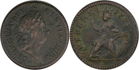 1723 Wood's Hibernia Halfpenny. Martin 4.14-Fb.2, W-13470. Rarity-4. EF Details--Environmental Damage (PCGS).
