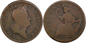 1723 Wood's Hibernia Halfpenny. Martin 4.16-Gc.16, W-13120. Rarity-6. VG-10 (PCGS).