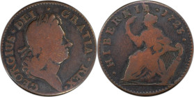1723 Wood's Hibernia Halfpenny. Martin 4.19-Fa.5, W-13470. Rarity-7. VG-8 (PCGS).