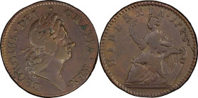 1723 Wood's Hibernia Halfpenny. Martin 4.19-Gc.19, W-13120. Rarity-5. VF-25 (PCGS).