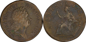 1723 Wood's Hibernia Halfpenny. Martin 4.26-Ga.1, W-13120. Rarity-3. EF Details--Environmental Damage (PCGS).