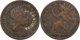 1723 Wood's Hibernia Halfpenny. Martin 4.26-Gb.2, W-13120. Rarity-5. DR. G.G. WILKINS. Counterstamp. VF Details--Environmental Damage (PCGS).
