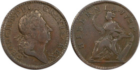 1723 Wood's Hibernia Halfpenny. Martin 4.28-Gc.8, W-13120. Rarity-5. VF-25 (PCGS).