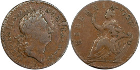 1723 Wood's Hibernia Halfpenny. Martin 4.28-Gc.24, W-13120. Rarity-6. VF Details--Damage (PCGS).