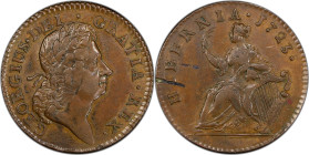 1723 Wood's Hibernia Halfpenny. Martin 4.29-Gd.1, W-13570. Rarity-6. AU-50 (PCGS).
