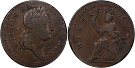 1723 Wood's Hibernia Halfpenny. Martin 4.31-Gc.37a, W-13120. Rarity-6. Double Struck. VF-35 (PCGS).