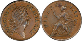 1723 Wood's Hibernia Halfpenny. Martin 4.33-Gb.2, W-13120. Rarity-3. AU-58 (PCGS).