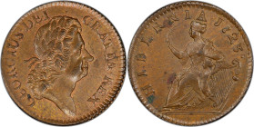 1723 Wood's Hibernia Halfpenny. Martin 4.34-Gb.3, W-13120. Rarity-2. MS-62 BN (PCGS).