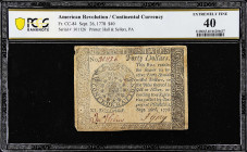 CC-84. Continental Currency. September 26, 1778. $40. PCGS Banknote Extremely Fine 40.

No. 301126. Printed by Hall and Sellers. PCGS Banknote comme...