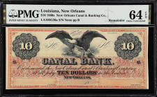 New Orleans, Louisiana. New Orleans Canal & Banking Co. 1860s $10. PMG Choice Uncirculated 64 EPQ. Remainder.

Remainder.

Estimate: $100.00- $150...