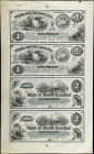Uncut Sheet of (4). Columbia, South Carolina. State of South Carolina. 1872 $1-$1-$2-$2. Extremely Fine.

Staple/staple holes in top selvage. Toning...