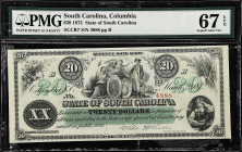 Columbia, South Carolina. State of South Carolina. 1872 $20. PMG Superb Gem Uncirculated 67 EPQ.

No. 4888, Plate B. Superb Gem.

Estimate: $250.0...