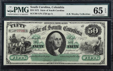 Columbia, South Carolina. State of South Carolina. 1872 $50. PMG Gem Uncirculated 65 EPQ.

No. 2726, Plate A. SCCR8. Gem.

Estimate: $250.00- $350...