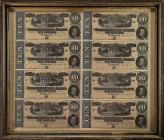 Uncut Sheet of (8) T-68. Confederate Currency. 1864 $10. About Uncirculated. Remainders.

Framed. All are remainders. Seldom encountered in sheet fo...