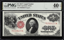 Fr. 39. 1917 $1 Legal Tender Note. PMG Extremely Fine 40 EPQ.

Speelman - White signature combination.

From the Cartwright Collection.

Estimat...