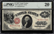 Fr. 39*. 1917 $1 Legal Tender Star Note. PMG Very Fine 20.

Replacement.

Estimate: $150.00- $200.00