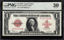 Fr. 40. 1923 $1 Legal Tender Note. PMG Very Fine 30.

PMG comments "Pinholes".

From the Cartwright Collection.

Estimate: $250.00- $350.00