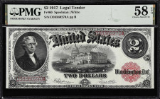 Fr. 60. 1917 $2 Legal Tender Note. PMG Choice About Uncirculated 58 EPQ.

Speelman - White signature combination.

Estimate: $300.00- $500.00