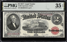 Fr. 60. 1917 $2 Legal Tender Note. PMG Choice Very Fine 35 EPQ.

Good mid-grade appeal with original paper.

From the Cartwright Collection.

Es...