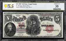Fr. 90. 1907 $5 Legal Tender Note. PCGS Banknote Choice Very Fine 35.

A comment-free mid grade example of this Woodchopper.

Estimate: $250.00- $...